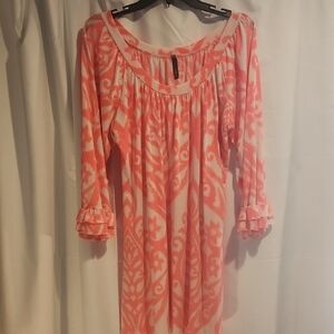 Chic Coral Long Sleeve Dress